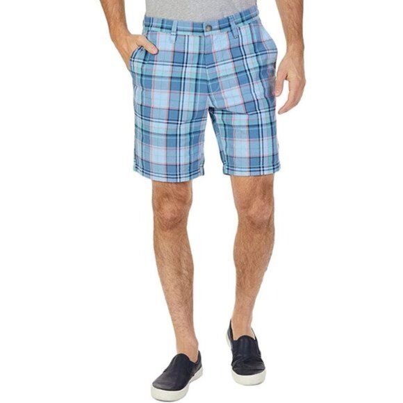 Nautica Classic Fit Plaid Walking Shorts Noon Blue - Picture 1 of 1